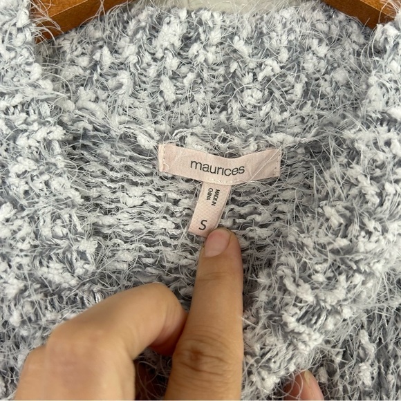 Maurices Grey White Black Fuzzy Mockneck Sweater Soft Comfy Small - Picture 3 of 7